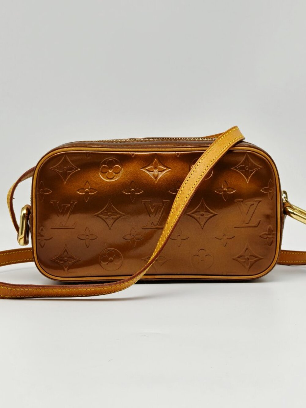Louis Vuitton Vernis Christie MM Bronze Crossbody Shoulder Bag Patent Leather - Picture 3 of 15